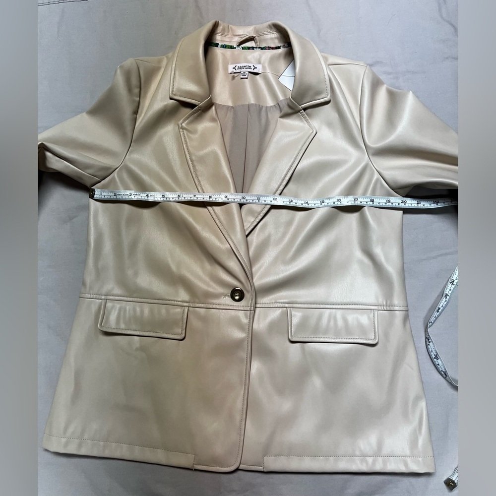 NWT Nanette Lepore Cream Faux Leather Women’s Jacket/ Blazer Size 12 - Picture 7 of 10